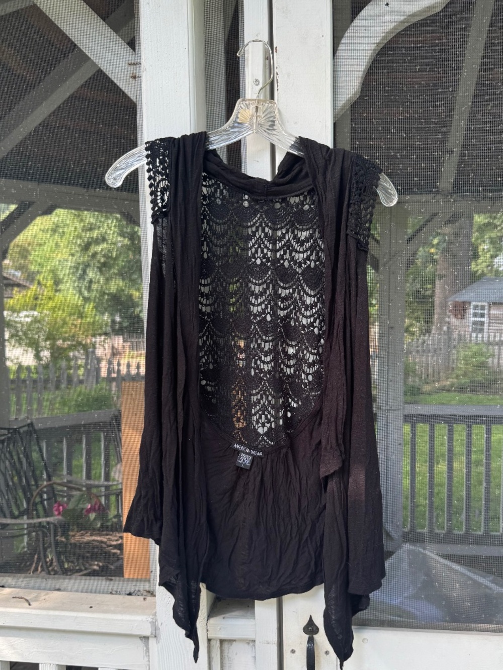 Black crochet vest